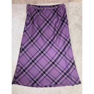 Pendleton Vintage Purple Plaid 100% Virgin Wool Maxi Skirt Plus Size 16W USAMade